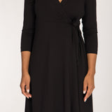Loose fit short wrap jersey dress - Black