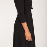 Loose fit short wrap jersey dress - Black