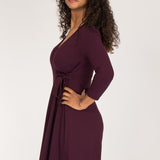 Loose fit short wrap jersey dress - Bordeaux