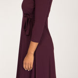 Loose fit short wrap jersey dress - Bordeaux