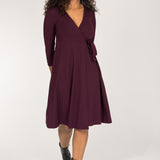 Loose fit short wrap jersey dress - Bordeaux
