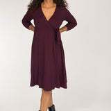 Loose fit short wrap jersey dress - Bordeaux