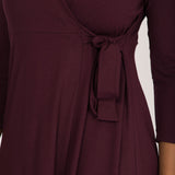 Loose fit short wrap jersey dress - Bordeaux