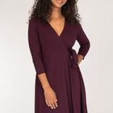 Loose fit short wrap jersey dress - Bordeaux