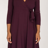 Loose fit short wrap jersey dress - Bordeaux