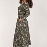 Picot pocket midi jersey dress - Brown