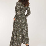 Picot pocket midi jersey dress - Brown