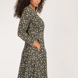 Picot pocket short jersey dress - Brown
