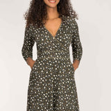 Picot pocket short jersey dress - Brown