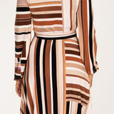 Puff sleeve short wrap jersey dress - Brown printed