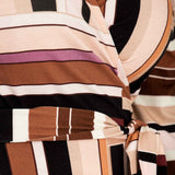Puff sleeve short wrap jersey dress - Brown printed