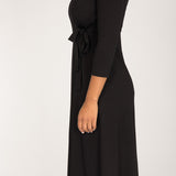 Loose fit midi wrap jersey dress - Black