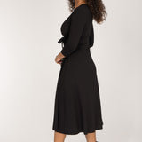 Loose fit midi wrap jersey dress - Black