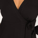 Loose fit midi wrap jersey dress - Black