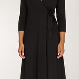 Loose fit midi wrap jersey dress - Black