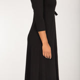 Loose fit midi wrap jersey dress - Black