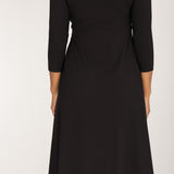 Loose fit midi wrap jersey dress - Black