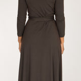 Bestie midi wrap jersey dress - Chocolate brown