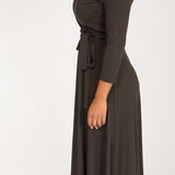 Bestie midi wrap jersey dress - Chocolate brown