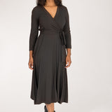Bestie midi wrap jersey dress - Chocolate brown