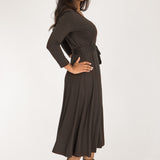 Bestie midi wrap jersey dress - Chocolate brown