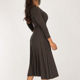 Bestie midi wrap jersey dress - Chocolate brown