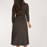 Bestie midi wrap jersey dress - Chocolate brown