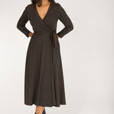 Bestie midi wrap jersey dress - Chocolate brown