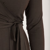 Bestie midi wrap jersey dress - Chocolate brown