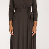 Bestie midi wrap jersey dress - Chocolate brown