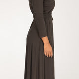 Bestie midi wrap jersey dress - Chocolate brown