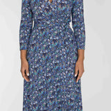 Bestie midi wrap jersey dress - Blue flowers