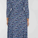 Bestie midi wrap jersey dress - Blue flowers