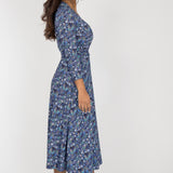 Bestie midi wrap jersey dress - Blue flowers