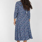 Bestie midi wrap jersey dress - Blue flowers