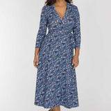 Bestie midi wrap jersey dress - Blue flowers
