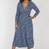 Bestie midi wrap jersey dress - Blue flowers