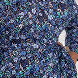 Bestie midi wrap jersey dress - Blue flowers