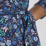 Bestie midi wrap jersey dress - Blue flowers