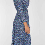 Bestie midi wrap jersey dress - Blue flowers