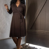 Bestie wrap short jersey dress - Chocolate brown