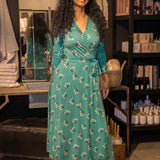 Bestie wrap midi jersey dress - Turquoise