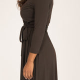 Bestie wrap short jersey dress - Chocolate brown