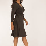 Bestie wrap short jersey dress - Chocolate brown
