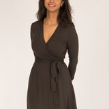 Bestie wrap short jersey dress - Chocolate brown