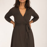 Bestie wrap short jersey dress - Chocolate brown