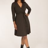 Bestie wrap short jersey dress - Chocolate brown