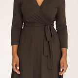 Bestie wrap short jersey dress - Chocolate brown