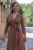 Bestie midi wrap jersey dress - Brown dot