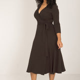 Bestie midi wrap jersey dress - Chocolate brown